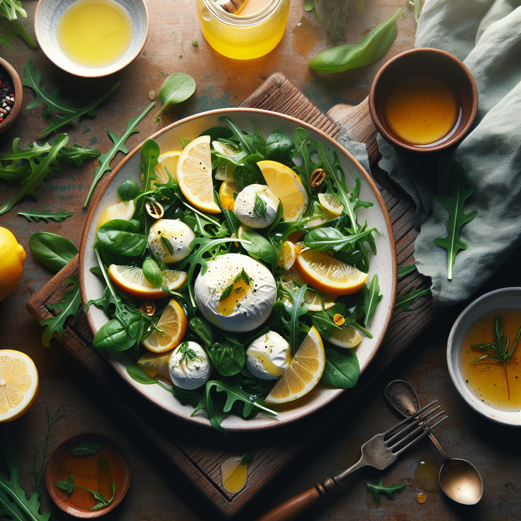 Spring Lemon Burrata Salad with Fresh Herbs and Honey Vinaigrette
