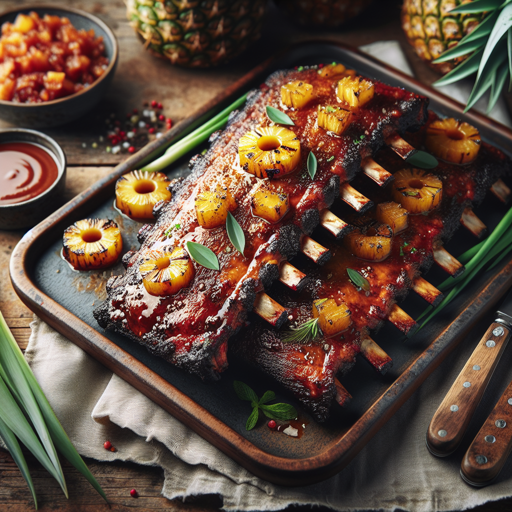 Sticky Pineapple Glazed Baby Back Ribs with Smoky BBQ Rub