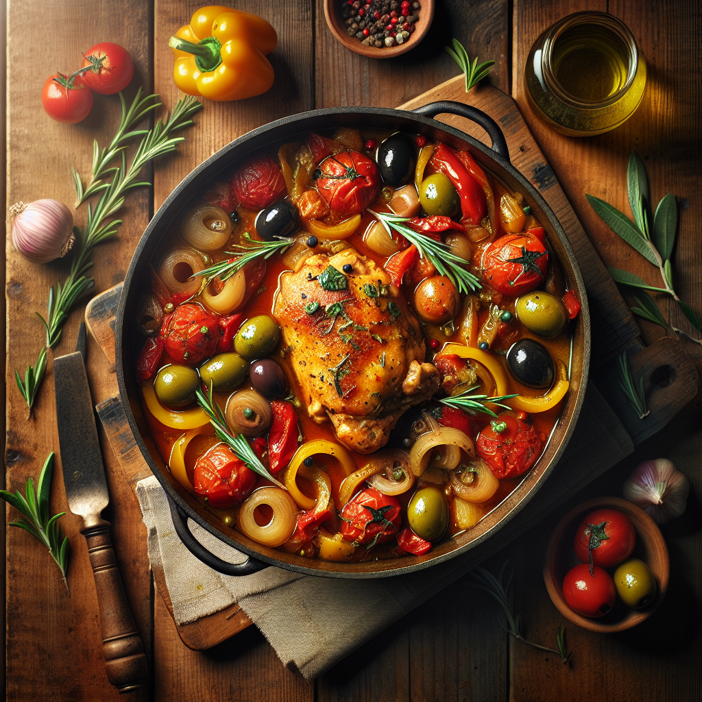 Spring Chicken Cacciatore with Fresh Herbs and San Marzano Tomatoes