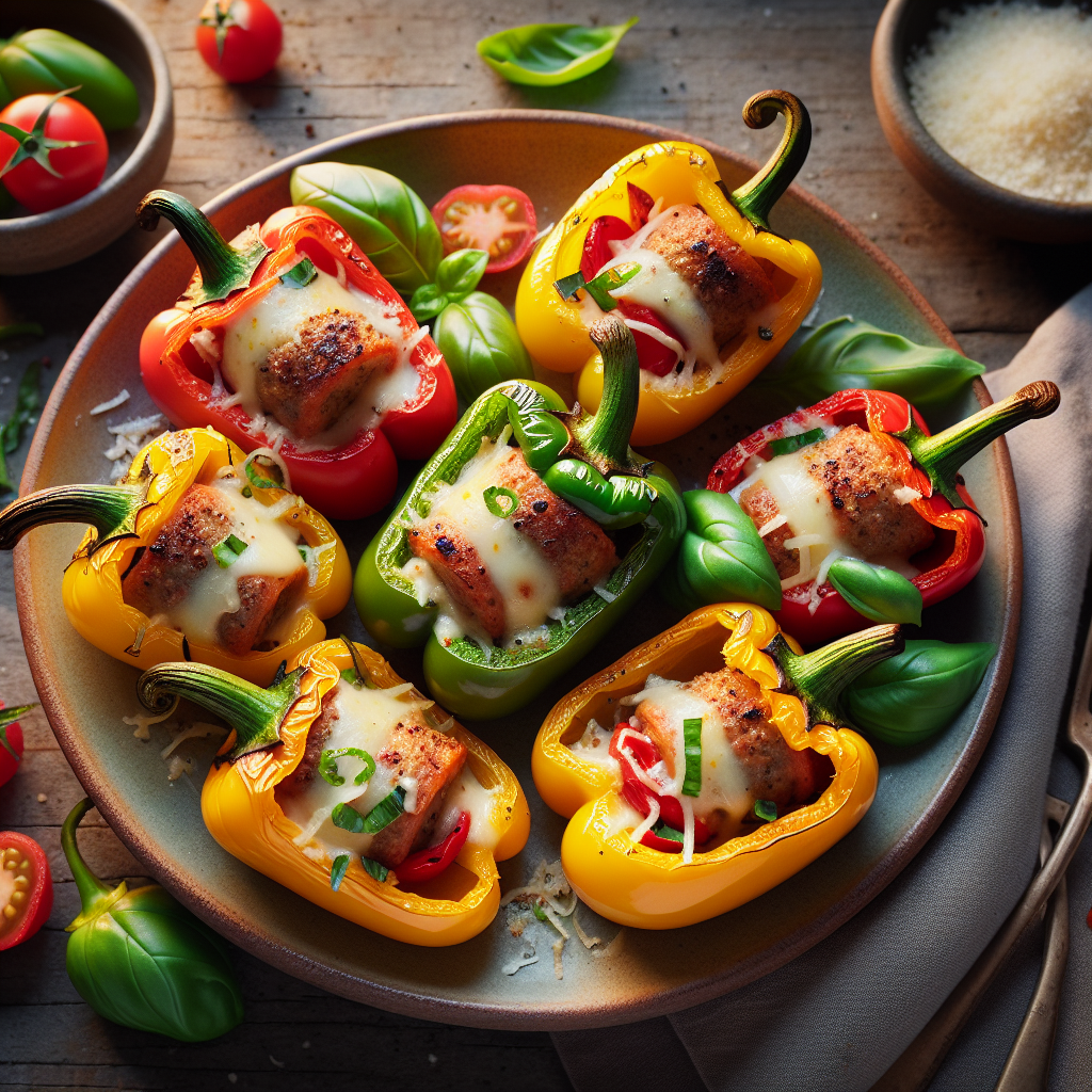 Italian Sausage Stuffed Mini Peppers with Parmesan and Fresh Herbs
