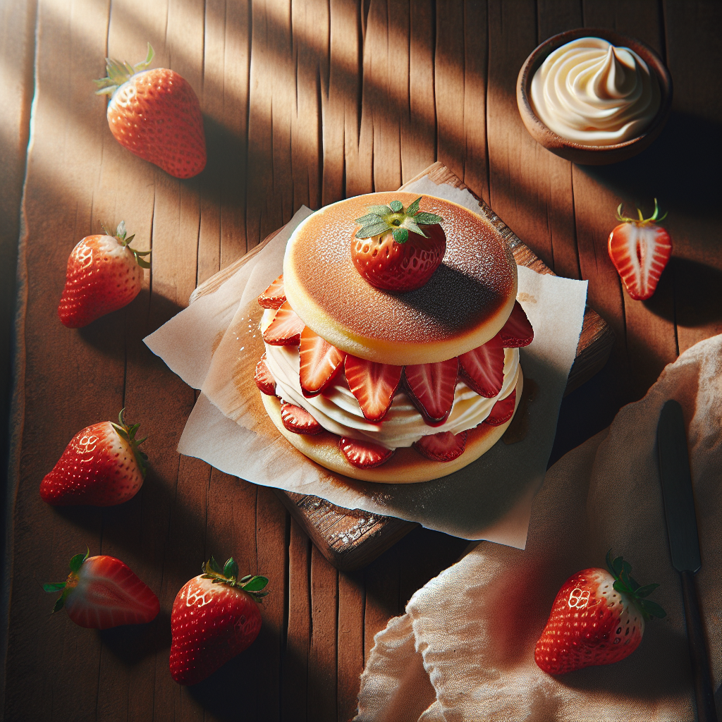 Strawberry and Cream Dorayaki - Japanese Pancake Sandwiches