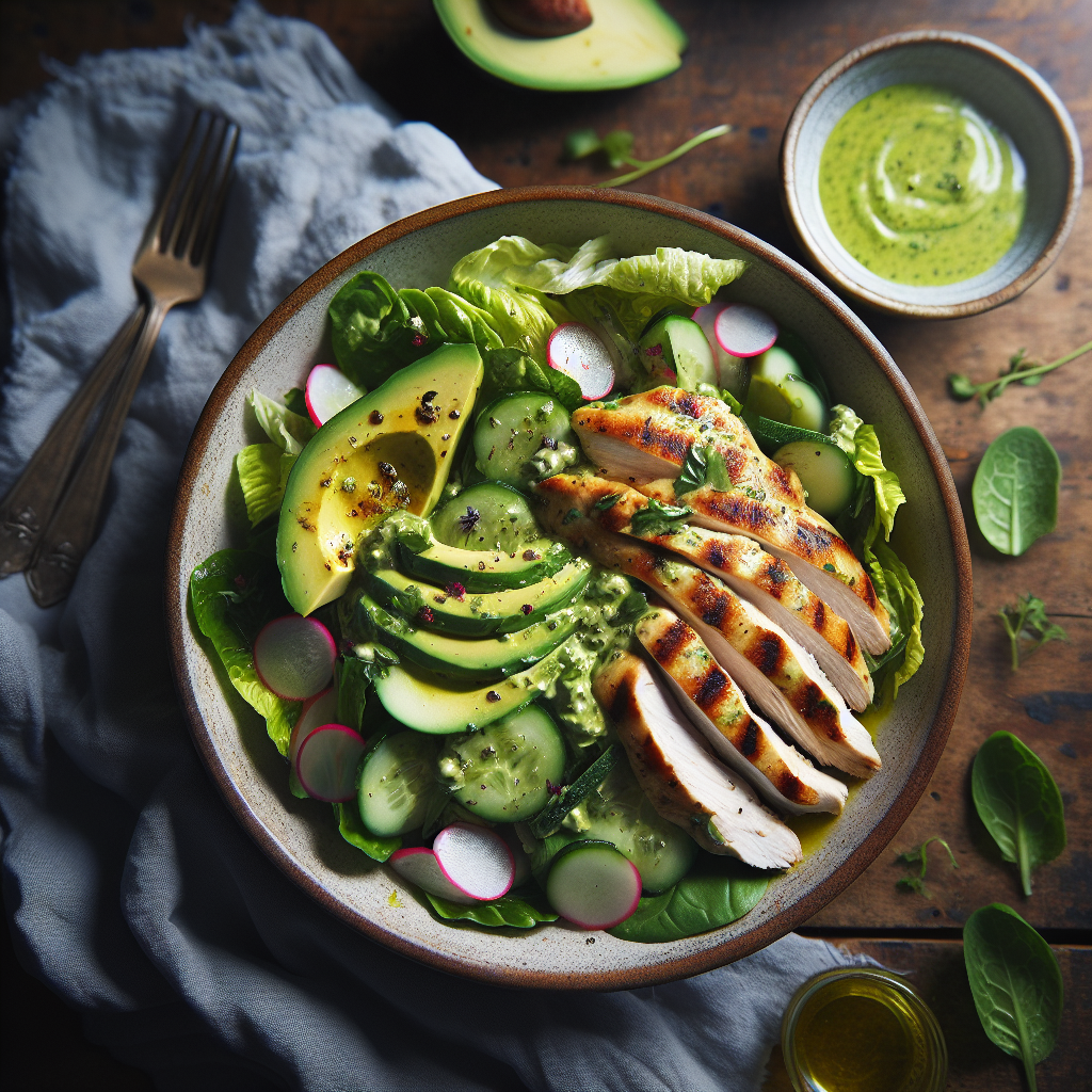 Green Goddess Chicken Salad with Creamy Avocado Herb Dressing