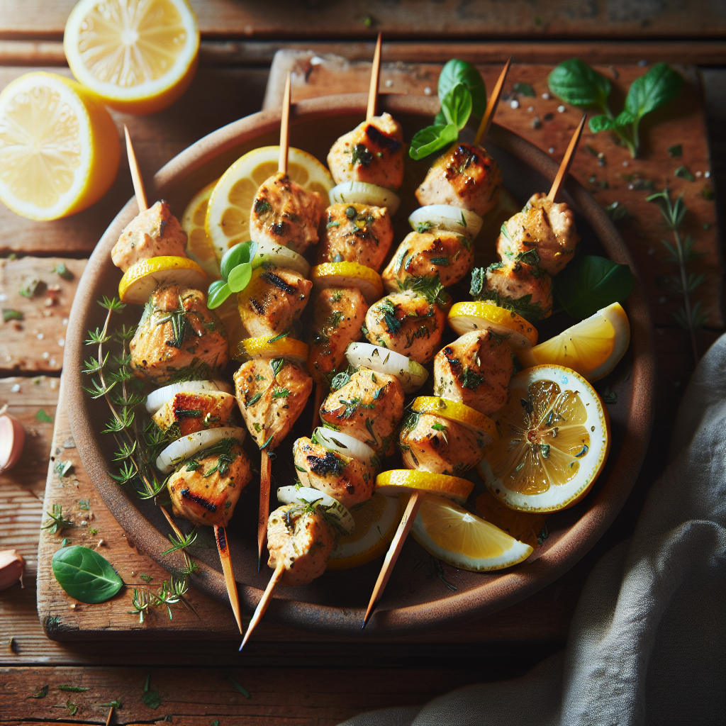 Lemon Marinated Chicken Kebabs with Fresh Herbs