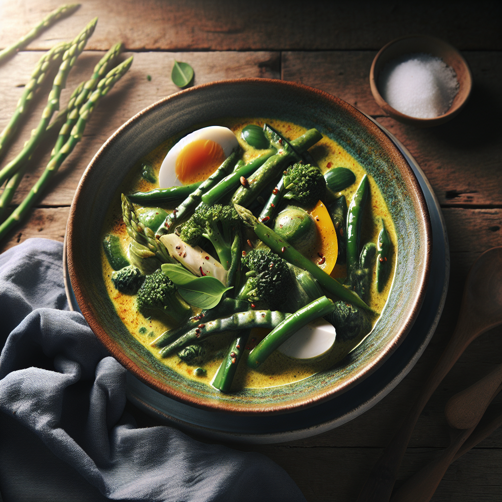 Spring Vegetable Green Coconut Curry with Fresh Herbs