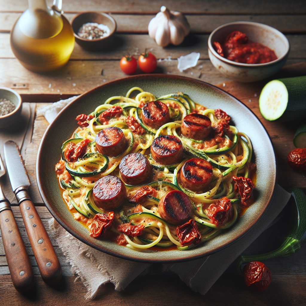 Creamy Tuscan Zucchini Noodles with Italian Sausage