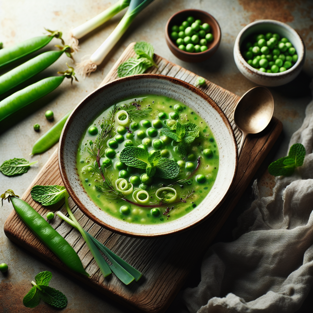 Vibrant Spring Green Soup with Fresh Peas and Mint