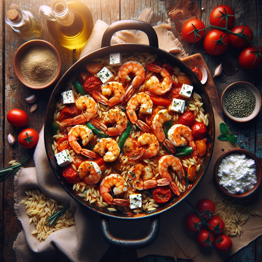 Greek Shrimp with Orzo (Garides Youvetsi) - One-Pot Mediterranean Delight