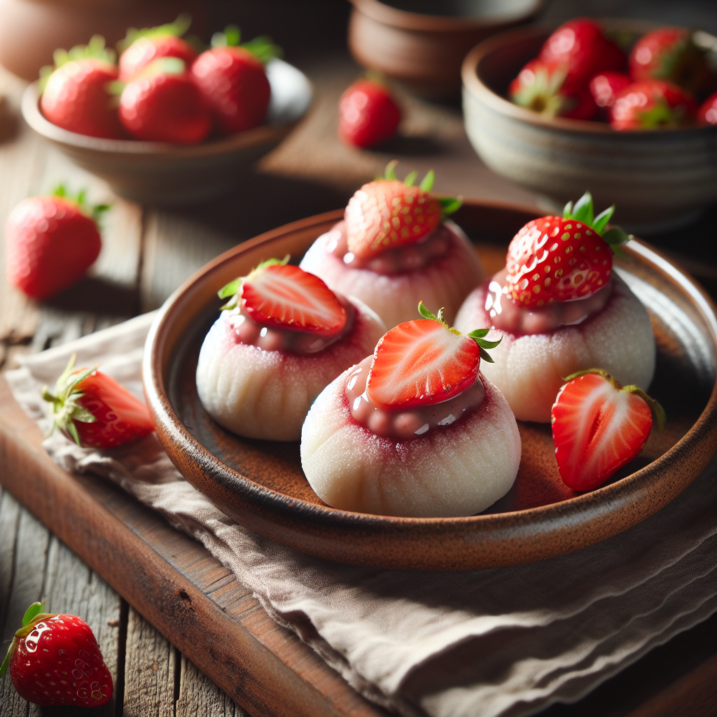 Homemade Strawberry Daifuku - Japanese Mochi Rice Cakes