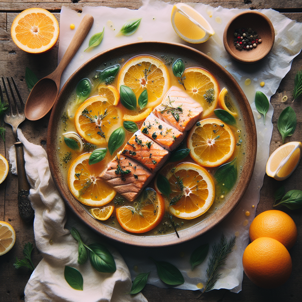 Spring Citrus Poached Salmon with Fresh Orange and Herbs