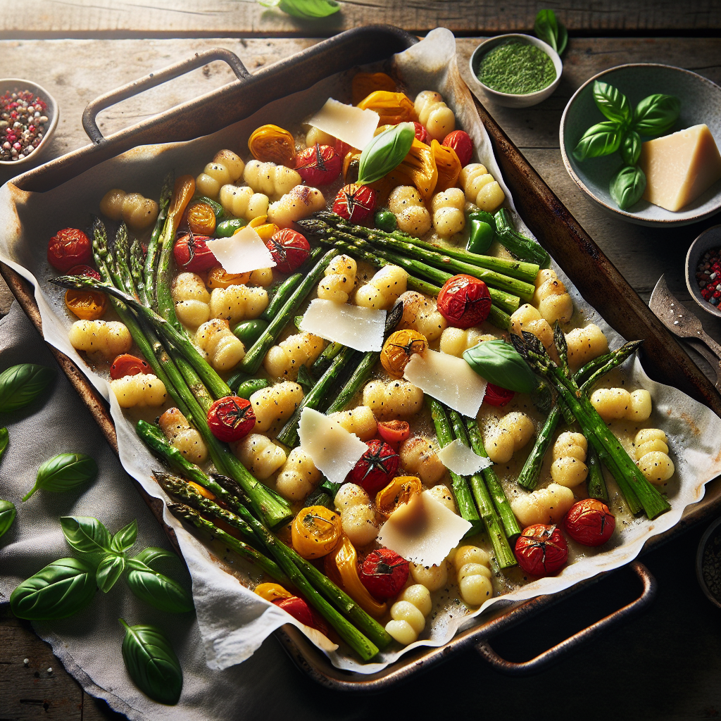 Sheet Pan Gnocchi with Spring Vegetables and Parmesan