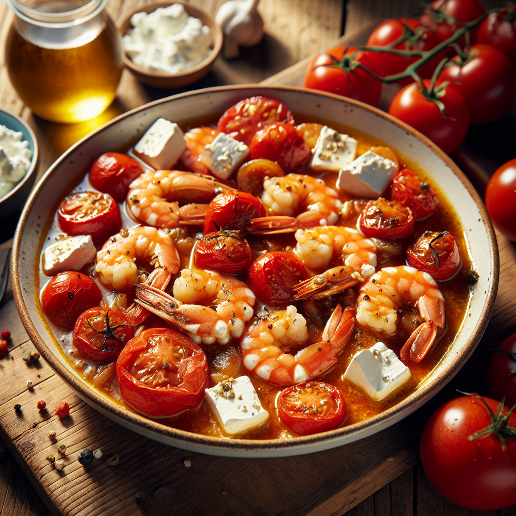 Greek Shrimp Saganaki with Tomatoes and Feta