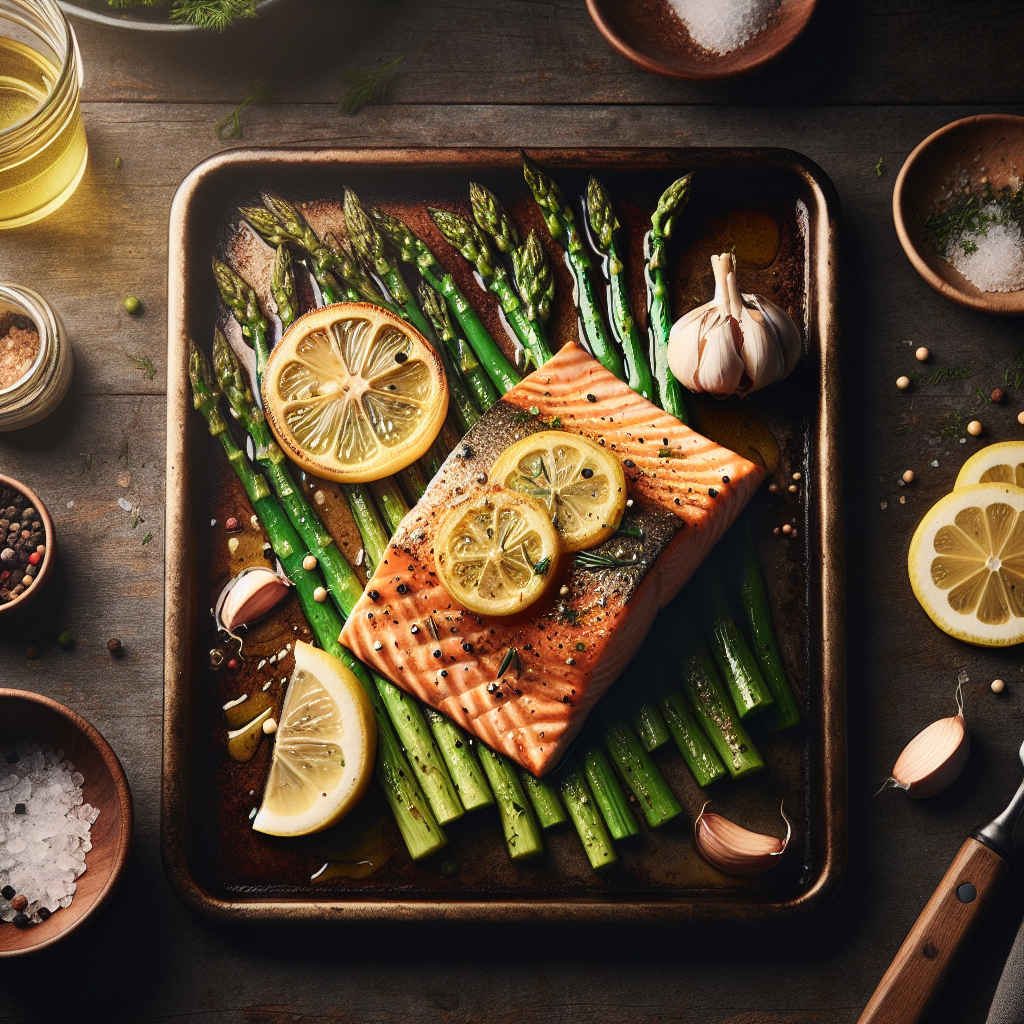 Keto Lemon Garlic Salmon with Roasted Asparagus Sheet Pan Dinner