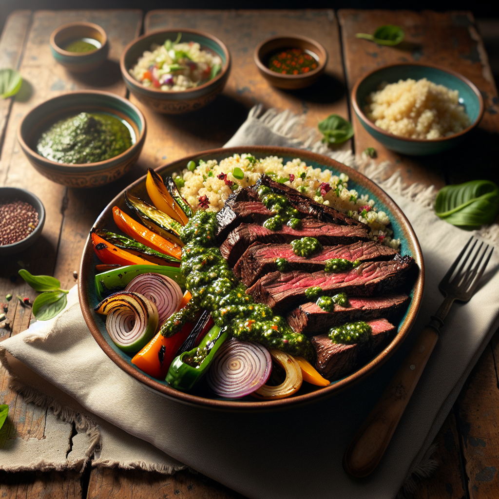 Grilled Skirt Steak Chimichurri Bowl with Spring Vegetables