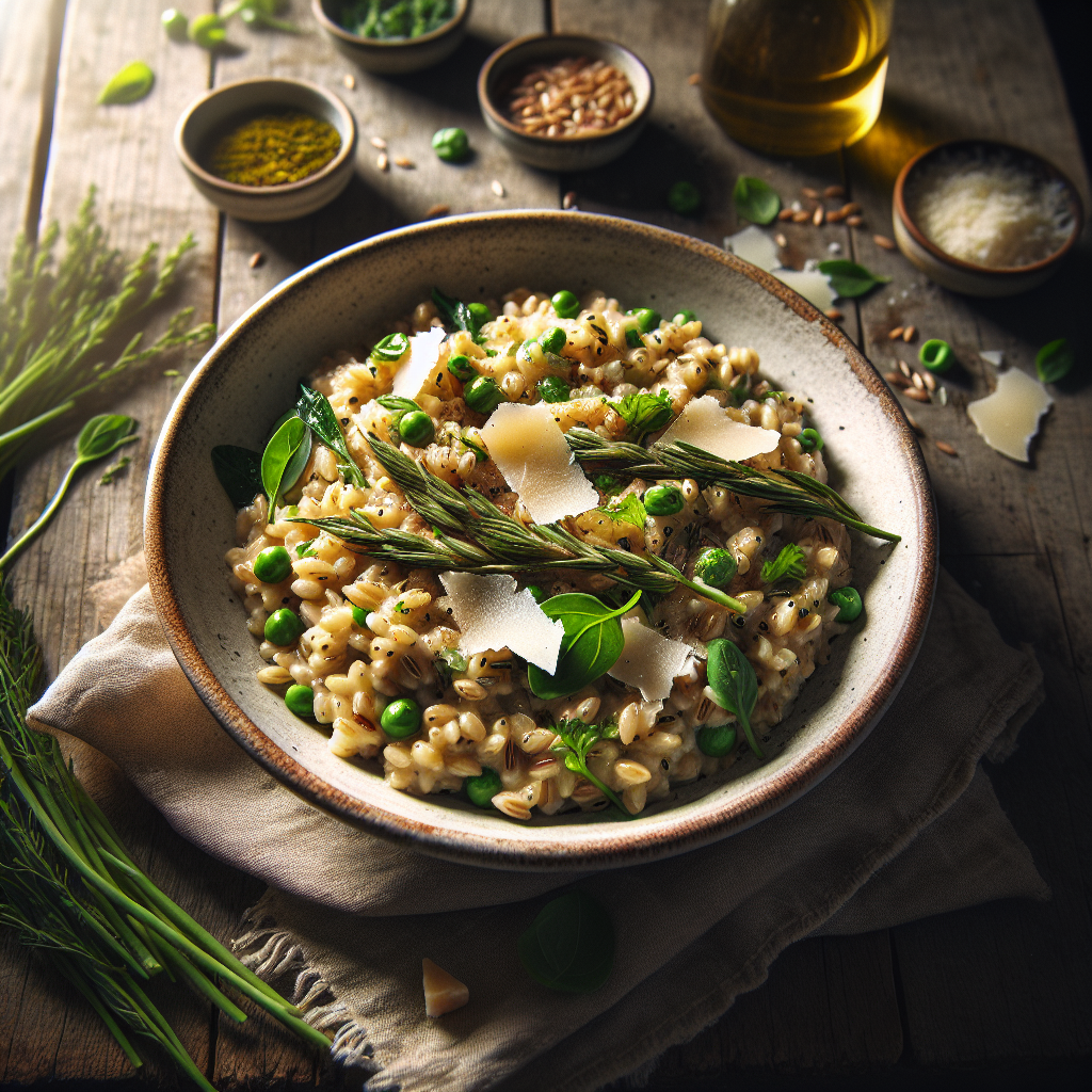 Creamy Farro Risotto with Fresh Spring Herbs and Parmesan