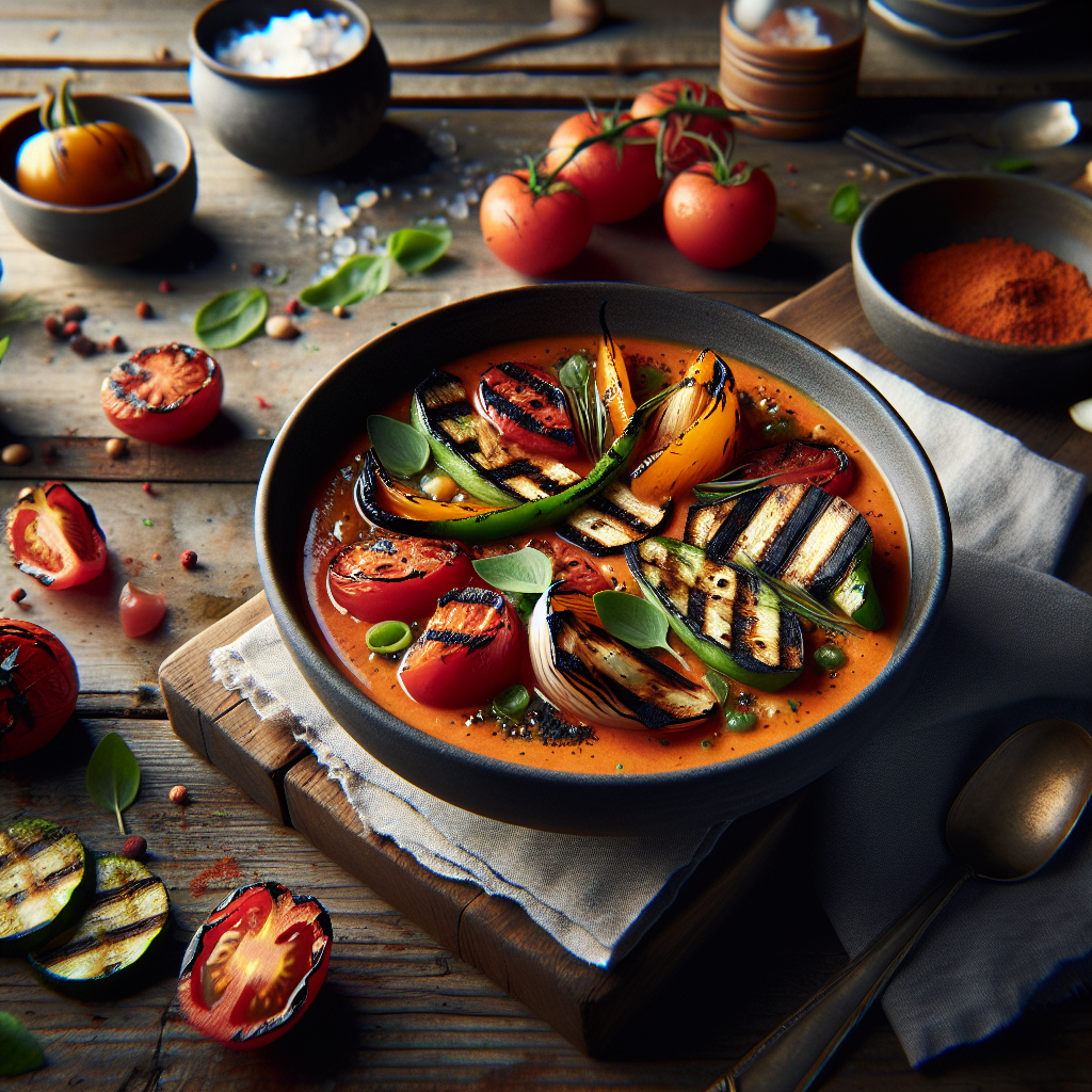 Smoky Grilled Gazpacho with Charred Vegetables