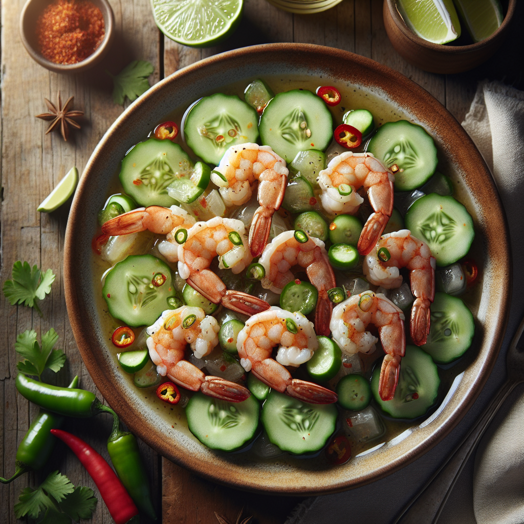 Autentisk Aguachile med Reker, Agurk og Serrano-Chili