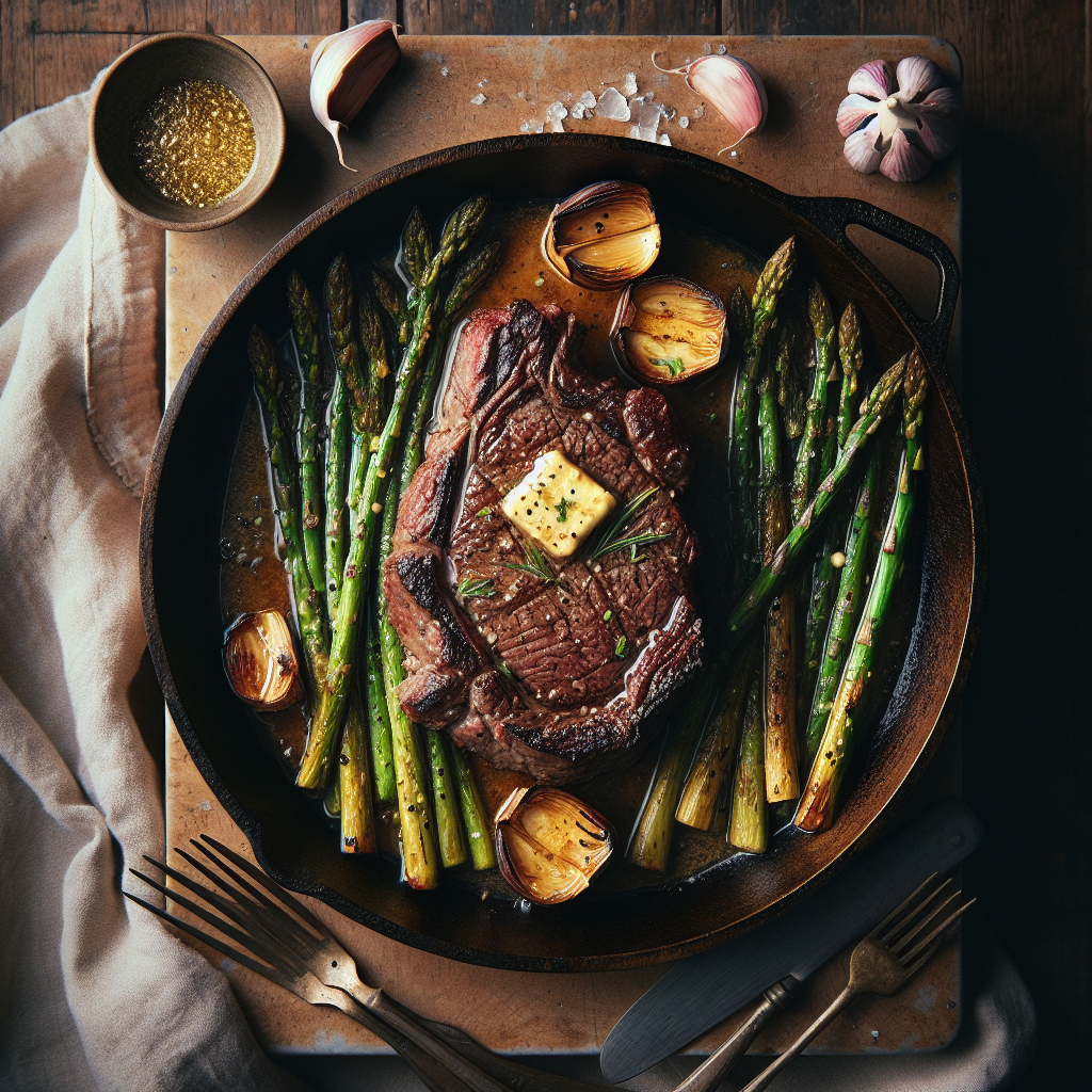 One-Pan Garlic Butter Steak and Asparagus Spring Bake