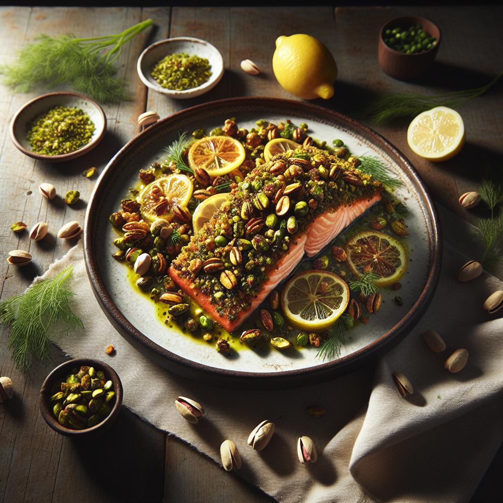 15-Minute Pistachio Crusted Salmon with Lemon and Fresh Herbs