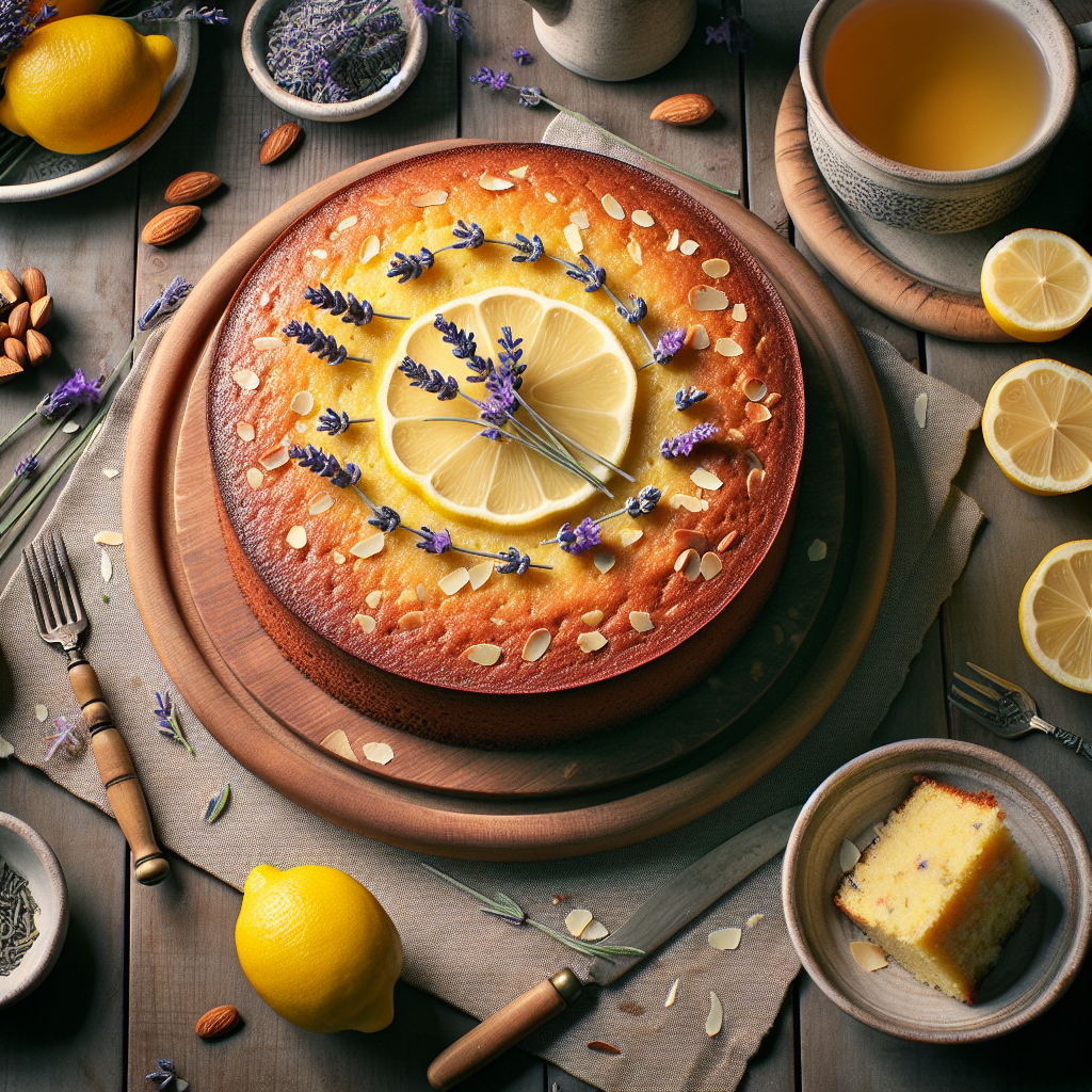 Gluten-Free Lemon Lavender Flourless Cake with Almond Base
