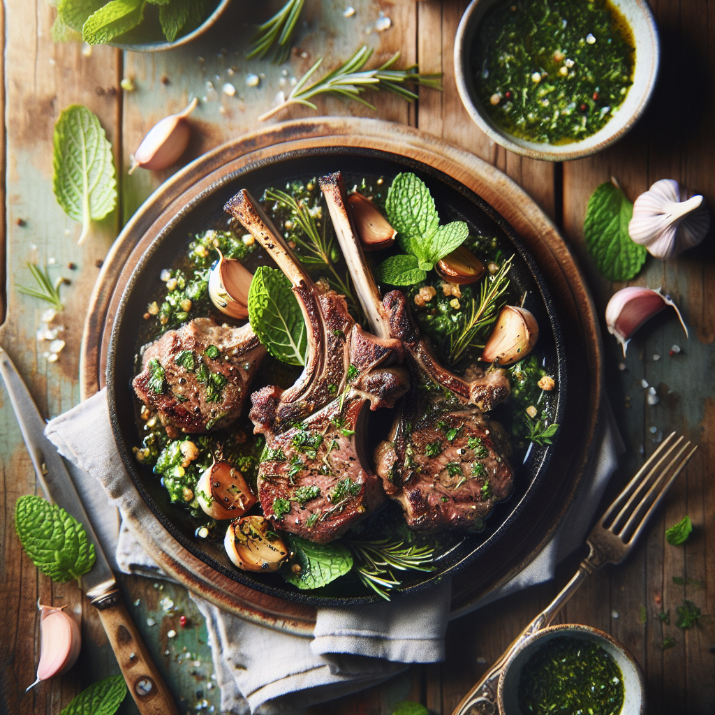 Mediterranean Mint Garlic Lamb Chops with Fresh Herb Gremolata
