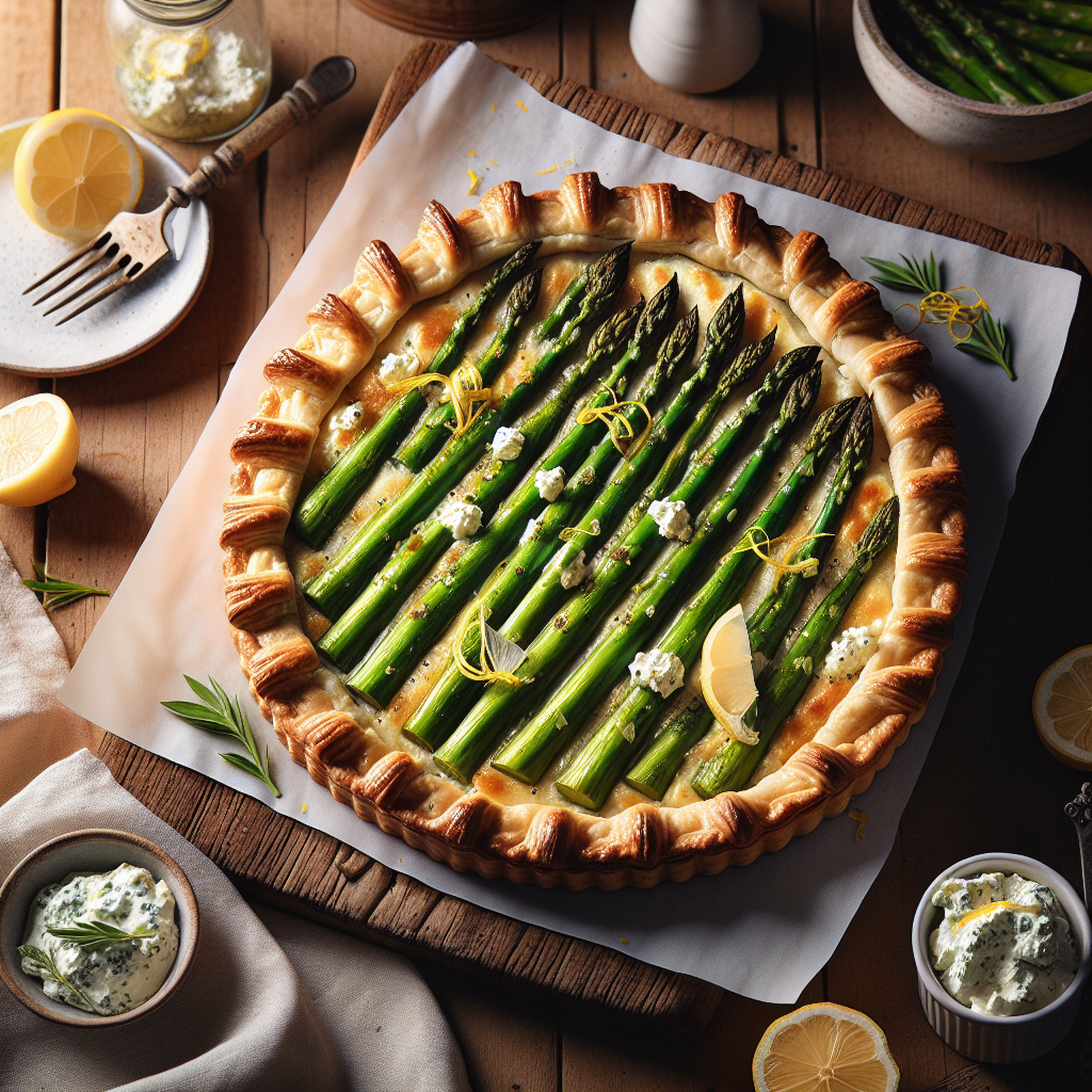 Spring Asparagus and Ricotta Puff Pastry Tart with Lemon Zest
