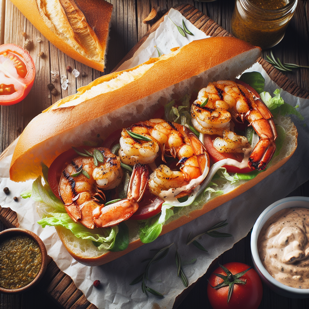 Grilled Cajun Shrimp Po'boy with Zesty Remoulade Sauce