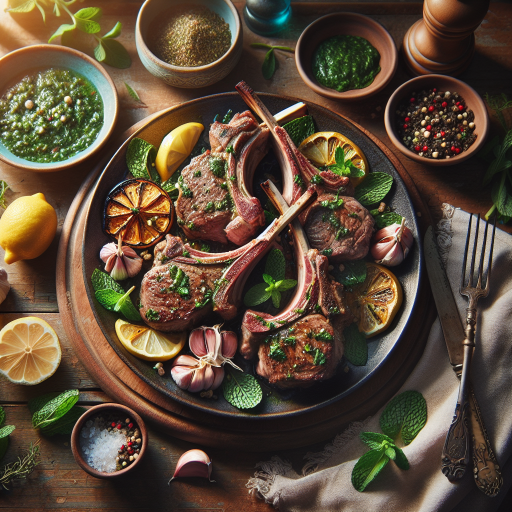 Mediterranean Mint-Garlic Lamb Chops with Lemon and Fresh Herbs