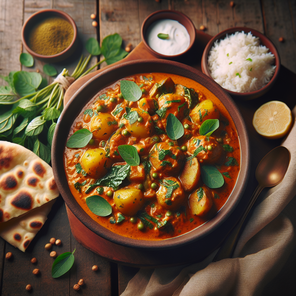 Cremet Aloo Methi Curry med friske Methi-blader