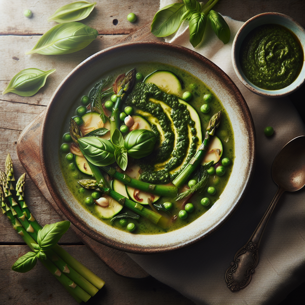Spring Green Minestrone with Fresh Basil Pesto