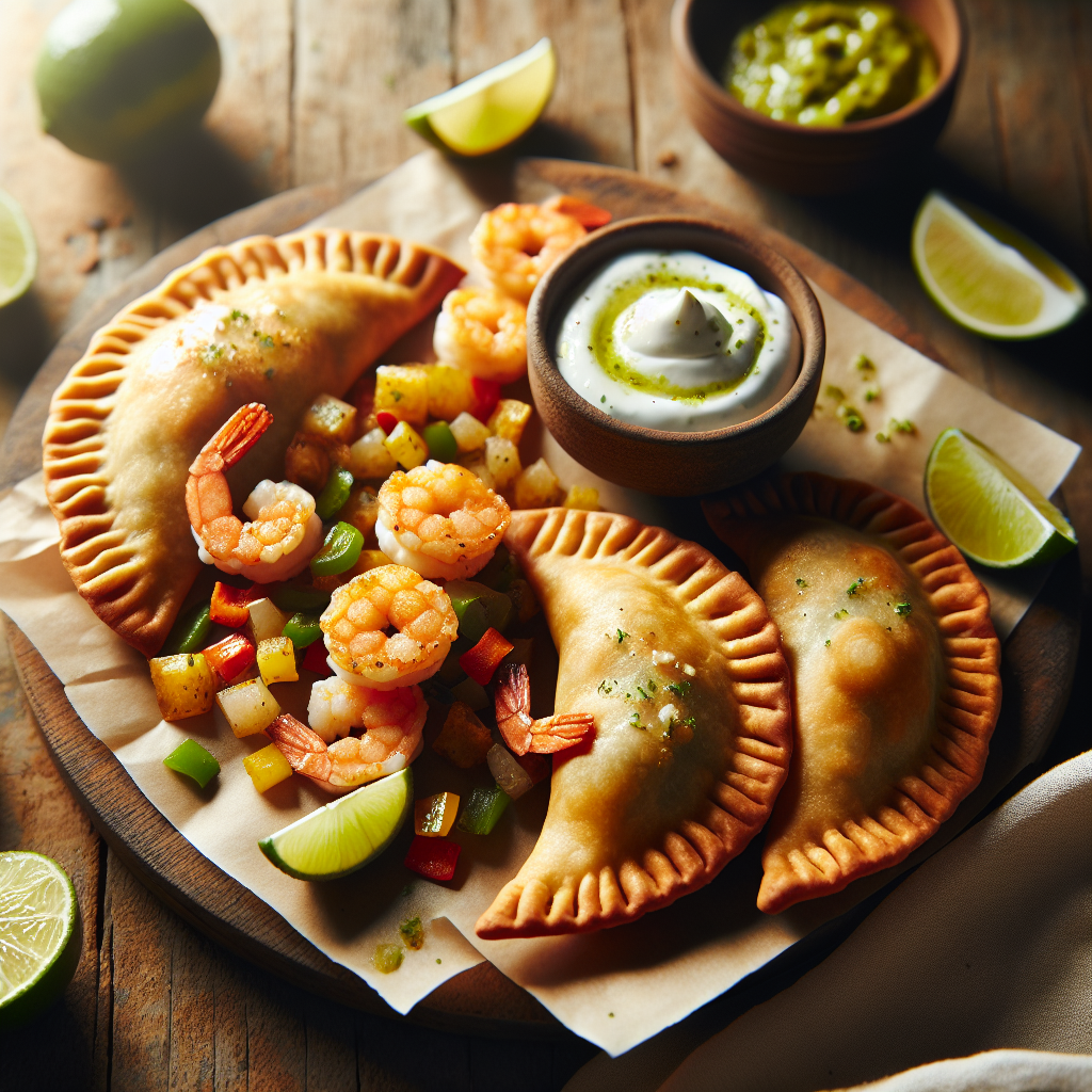 Sprø meksikanske rekeempanadas med limekrem