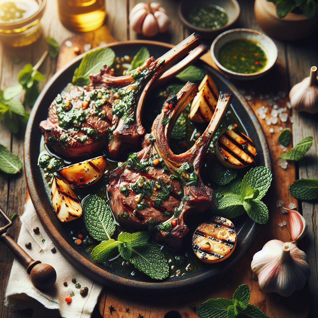 Mediterransk Mynte-Hvitløk Grillet Lammekjøtt med Fersk Urtemarinader