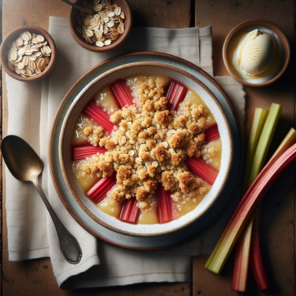 Classic Spring Rhubarb Crisp with Oat Crumble Topping