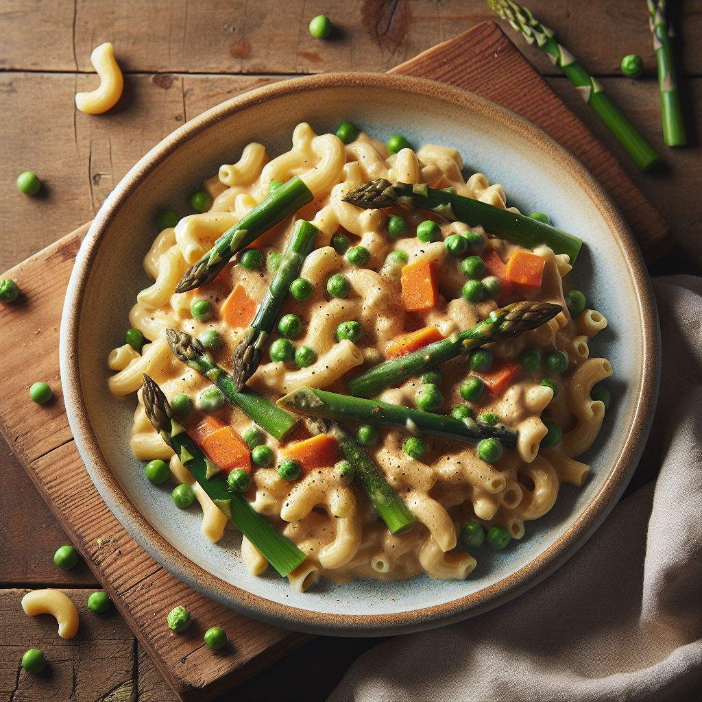 Creamy Cashew Mac and Cheese with Spring Vegetables