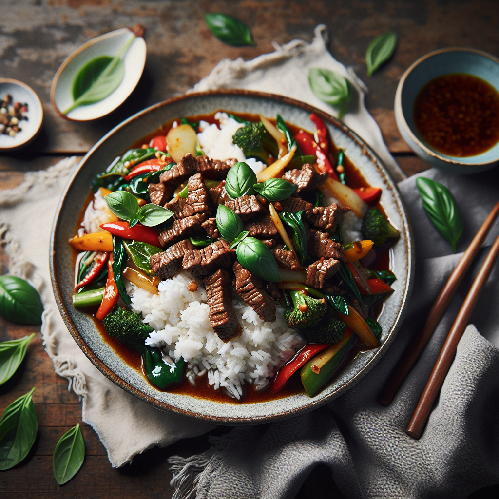 15-Minute Thai Basil Beef Stir-Fry with Jasmine Rice