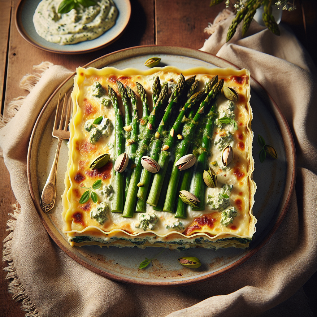 Spring Lasagna with Creamy Pistachio Béchamel and Fresh Asparagus