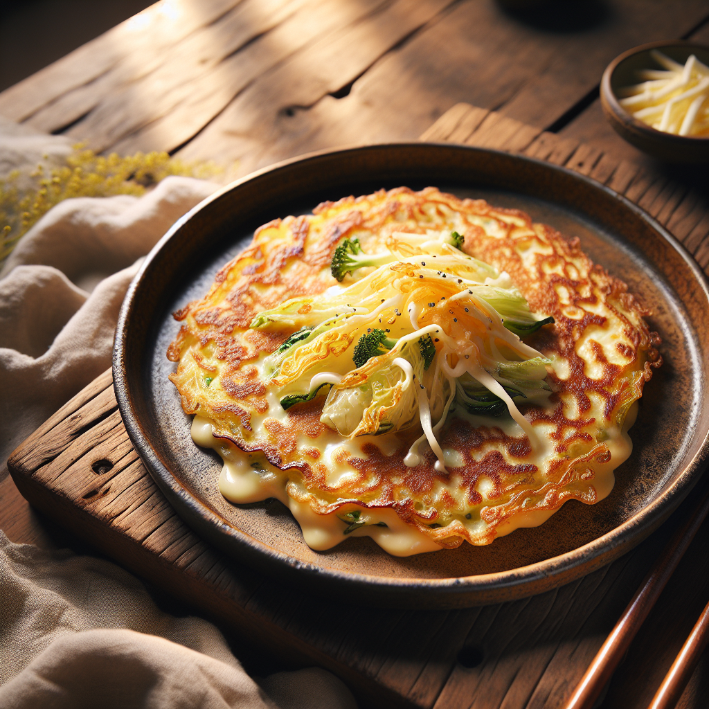 Koreansk ostefullt kålpannekake (Sprø ostefullt Baechu Jeon)