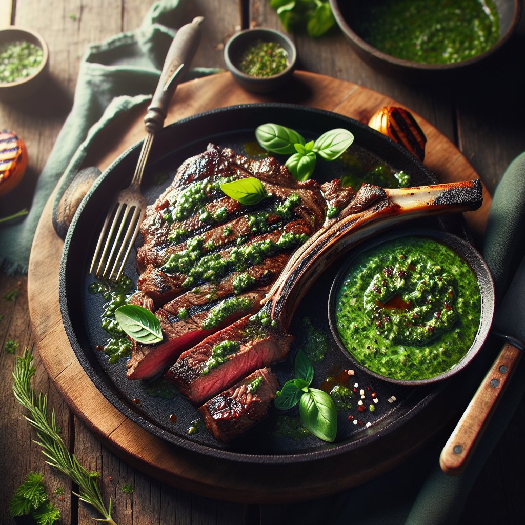 Grilled Hanger Steak with Fresh Herb Chimichurri