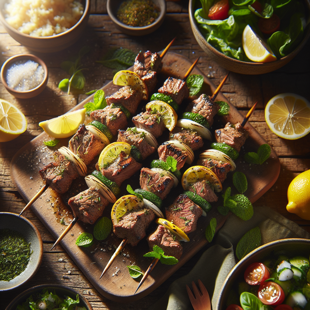 Grillede lammekebaber med sitronkryddermarinering