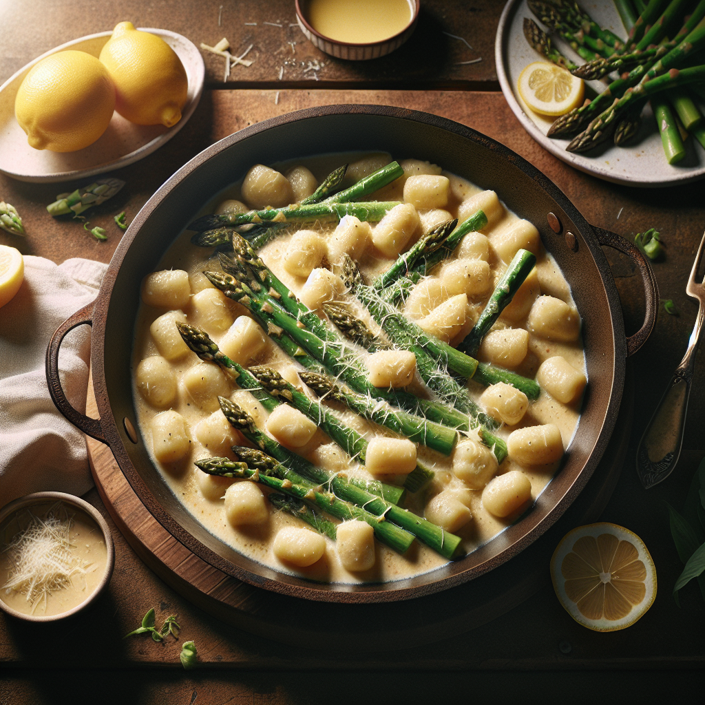 Nhoque de Aspargo Primavera em Molho Cremoso com Limão e Parmesão