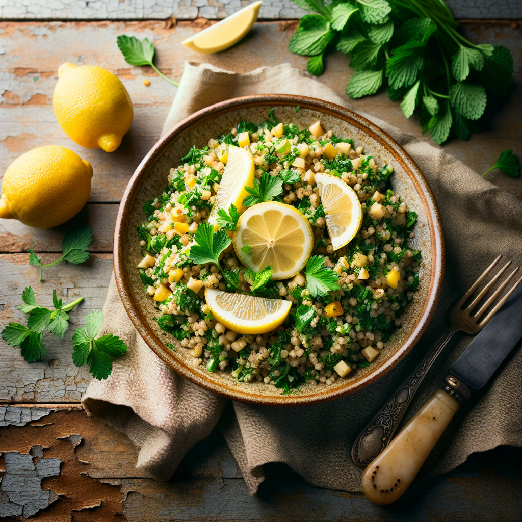 Fresh Lemony Lebanese Tabouli with Parsley and Mint
