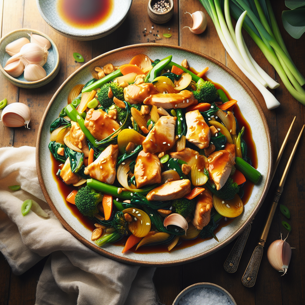 Enkel Keto Kylling og Grønnsaksstir Fry med Ingefær Hvitkløk Saus