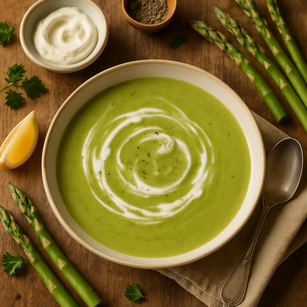 Silky Spring Asparagus Soup with Crème Fraîche