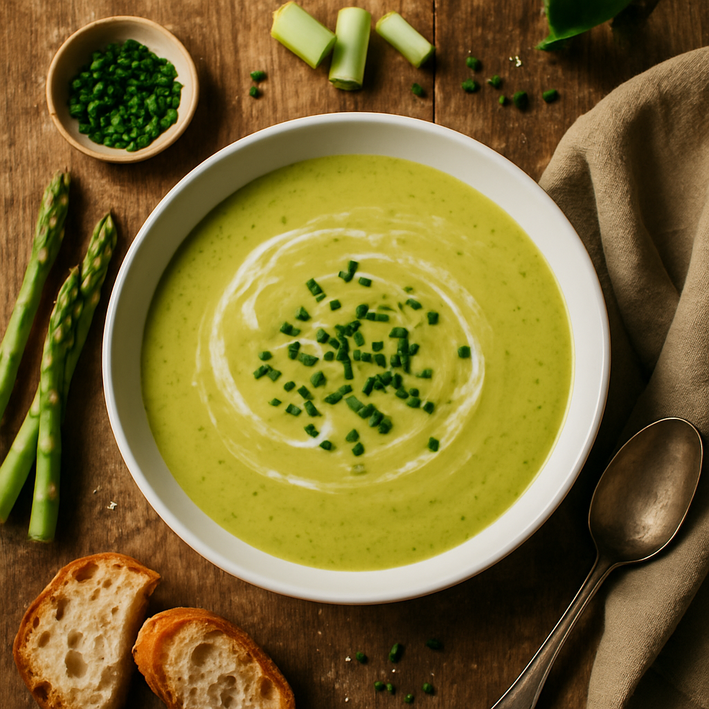 Creamy Spring Asparagus Soup with Fresh Chives