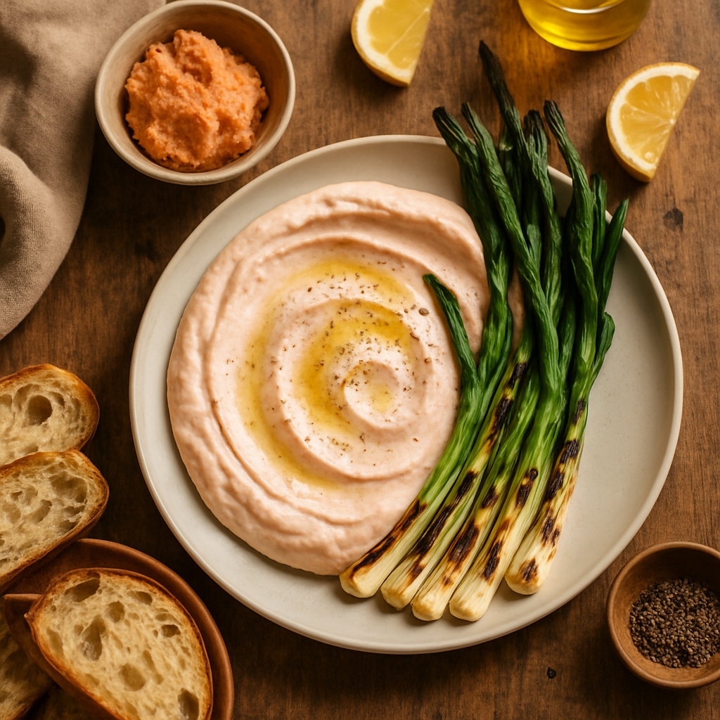 Authentic Greek Taramosalata with Smoked Cod Roe and Charred Spring Onions