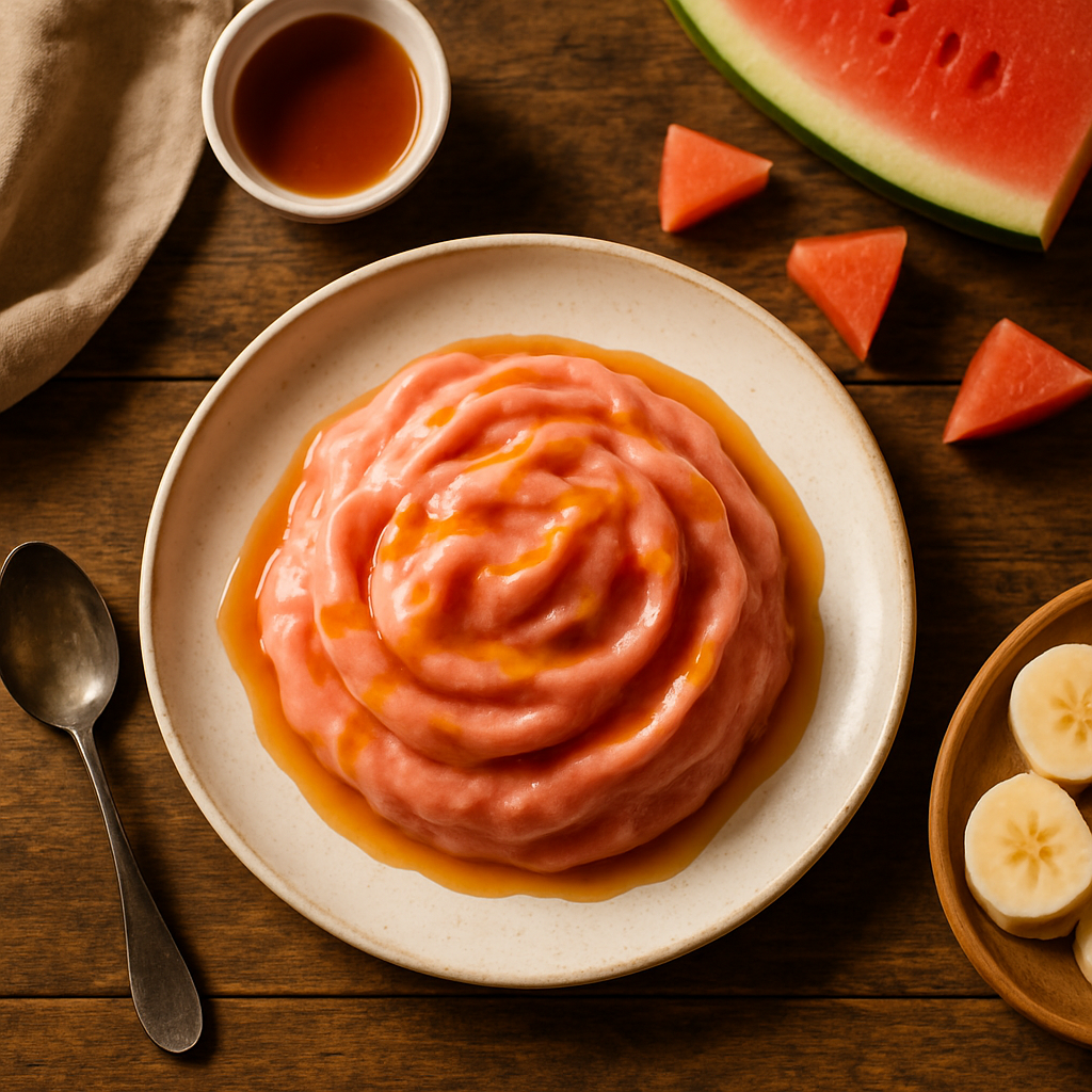 Refreshing Watermelon Banana Nice Cream with Maple Drizzle