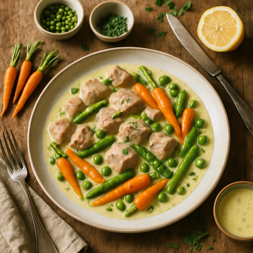 Classic Blanquette de Veau with Spring Vegetables and Lemon-Tarragon Cream Sauce