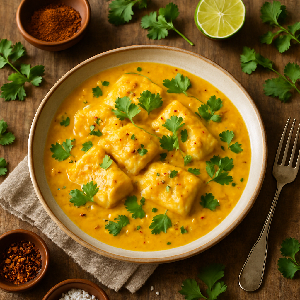 Kremete Mango Kokos Fiskekurry med Aromatiske Vårkrydder