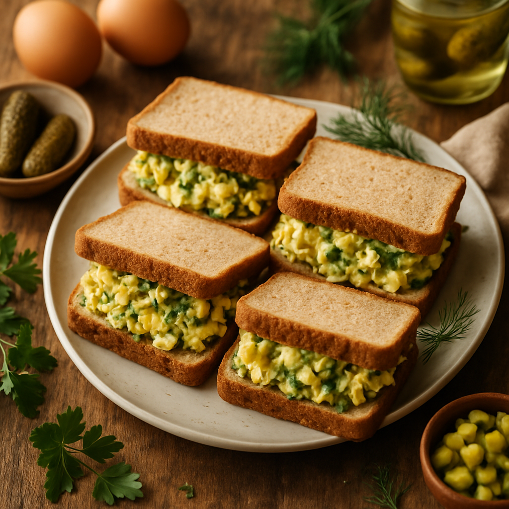 Creamy Dill Pickle Egg Salad Sandwiches