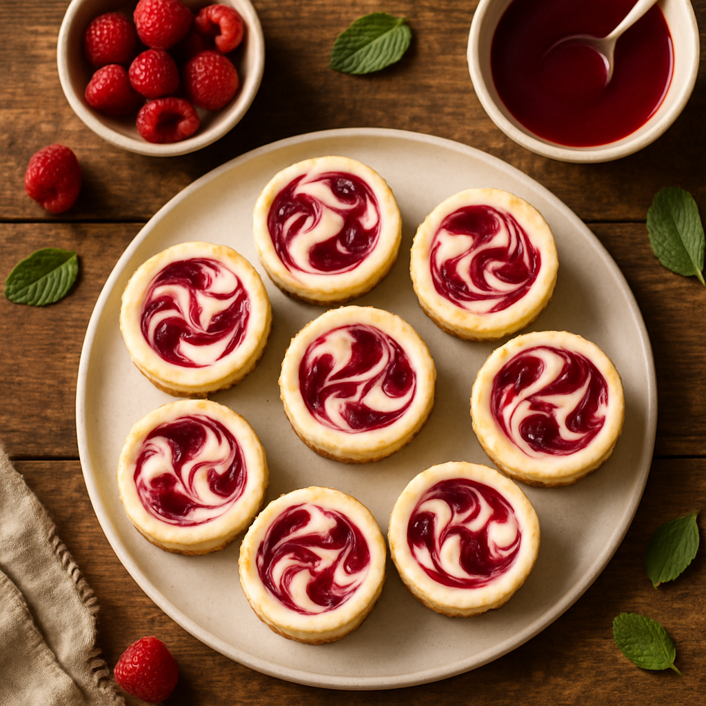 Air Fryer Mini Raspberry Swirl Cheesecakes