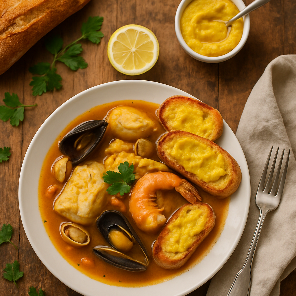 Classic Provençal Bouillabaisse with Saffron Rouille Toasts